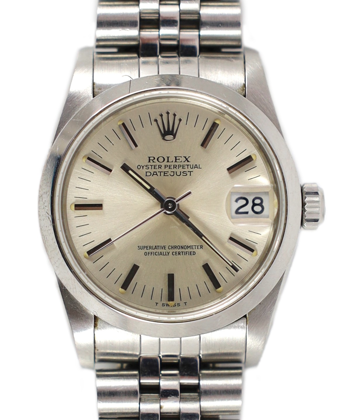 A gentleman's 1980's stainless steel mid-size Rolex Oyster Perpetual Datejust